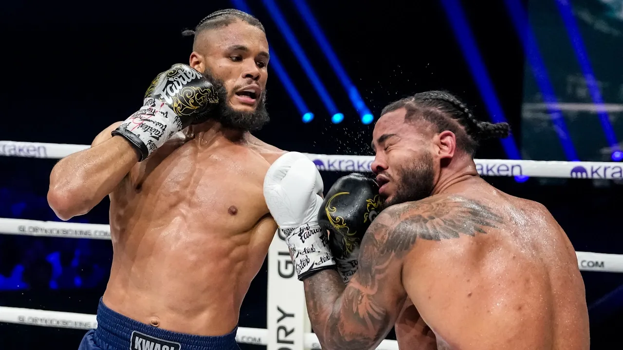Chico Kwasi lands a lead uppercut.