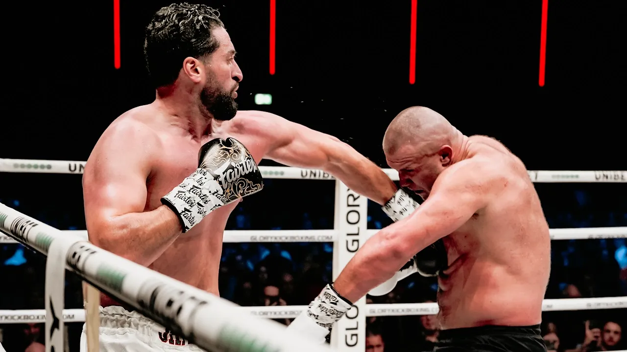 Jamal Ben Saddik lands a left hand. Photo: GLORY Kickboxing