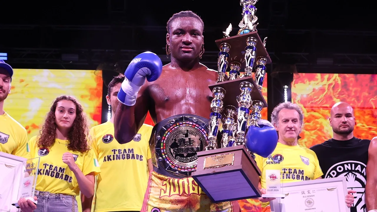 Joshua Akingbade with his new belt.